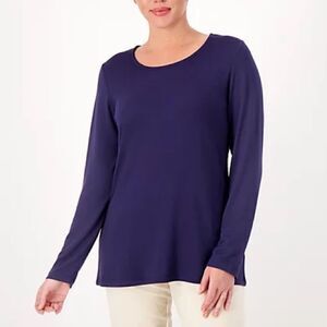 Sport Savvy Brushed Soft Jersey Scoop Neck Long Sleeve